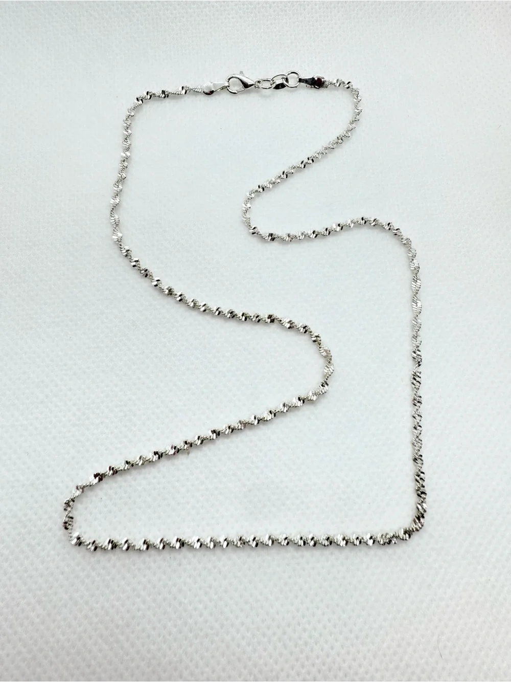 Sterling Silver Twisted Rope Chain Necklace - Silver